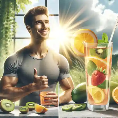 Fruit Infused Water Recipes A man enjoying a glass of fruit infused water, illustrating the benefits such as hydration and natural