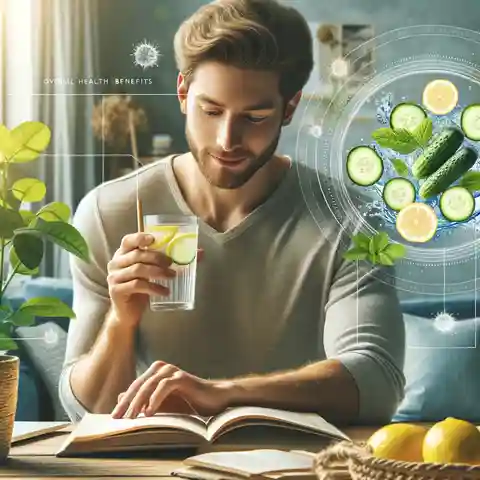 Lemon Cucumber Water for Weight Loss - An image depicting a man enjoying the overall health benefits of lemon cucumber water, focusing on its effects on hyd